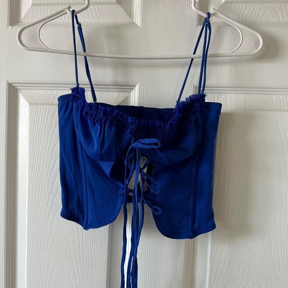 URBAN OUTFITTERS Out From Under BUSTIER CORSET TIE TOP electric blue size medium - Picture 1 of 7